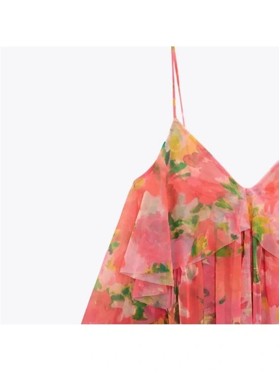 ZARA PRINTED TULLE DRESS - Picture 14 of 14